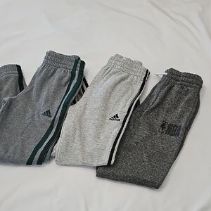 NBA & Adidas Kids Sweatpants Trio - Gray and Dark Gray. Perfect Condition